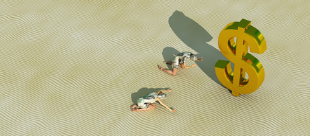 3d illustration of person praying, worshiping a currency deityの写真素材