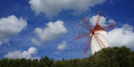 old windmill on the island of menorcaの写真素材