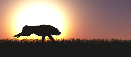 3d illustration of pet animals, brown dog playingの写真素材