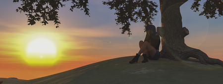 3d illustration of a woman cryingの写真素材