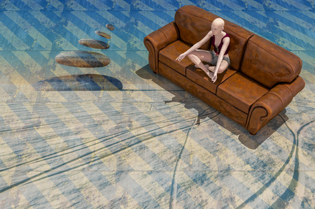 Woman doing yoga 3d illustrationの写真素材