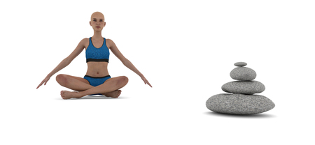 Woman doing yoga 3d illustrationの写真素材