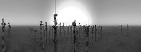 3d illustration radar and communication antennasの写真素材