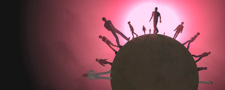 3d illestration, image of a Mini planet earth with people