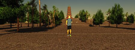 3d illustration of chinese pagodaの写真素材