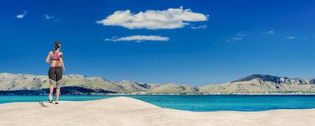 3d illustration, woman exercising, joggingの写真素材