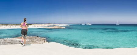 3d illustration, woman exercising, joggingの写真素材