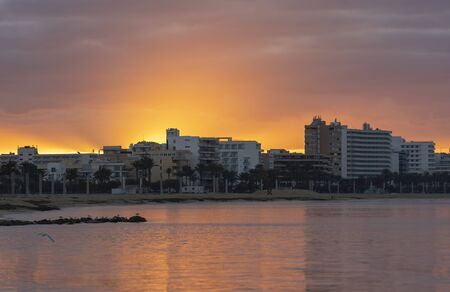 sunrise on the beach of palma, arenalの写真素材