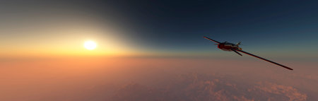 3d illustration of airplane prototype furrowing the sky
