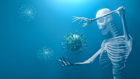 3d illustration of a simulation of the coronavirus virus floatingの写真素材