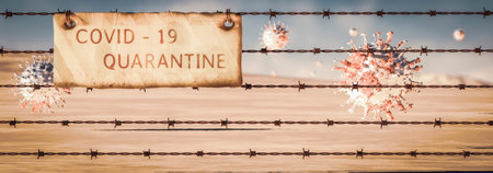 3d illustration of the quarantine concept for the coronavirus pandemic, covid 19