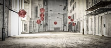 3d illustration of a simulation of the coronavirus virus floatingの写真素材