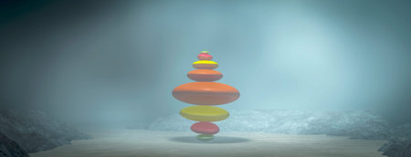 zen stones concept in 3d illustration
