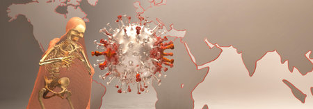 3d illustration of a simulation of the coronavirus virus floating