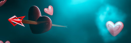 3d illustration of various red hearts