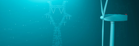 3d illustration of energy concept, wind turbine 