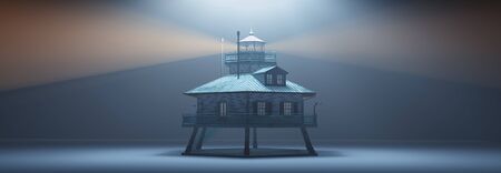 3d illustration, lighthouse on the coastの写真素材
