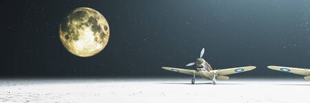 3d illustration, old war planesの写真素材