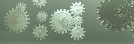 3d illustration of metal machinery gears