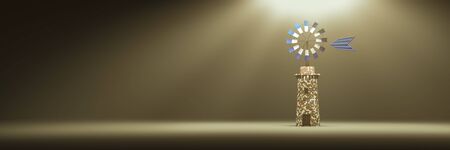 3d illustration of traditional windmill in Mallorca, Balearic Islands, Spainの写真素材