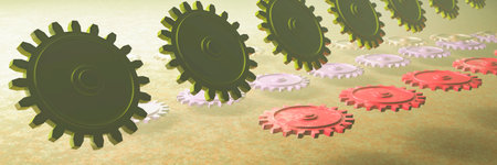 3d illustration of metal machinery gears