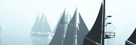 3d illustration, sailboat sailing in the sea