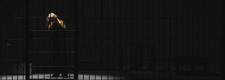 3d illustration, man locked in a prison, freedom concept