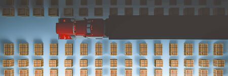 3d illustration, boxes in a warehouse and vehicles dedicated to transportの写真素材