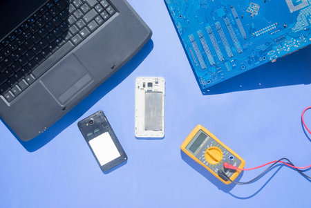 repair concept technological elements, smooth background without reflections