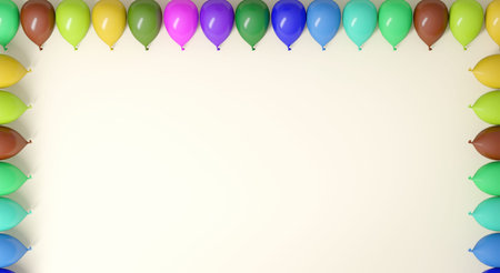 3d illustration of various party balloonsの写真素材