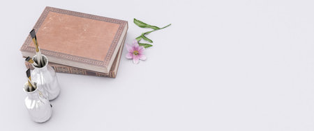 3d illustration of various stationery items