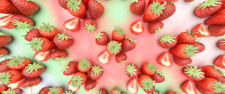 3d illustration.concept healthy diet, strawberries.