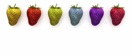 3d illustration.concept healthy diet, strawberries of different colorsの写真素材