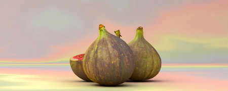 3d illustration, healthy eating concept, figs
