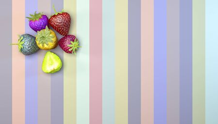 3d illustration.concept healthy diet, diferent colors strawberries.の写真素材