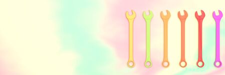 3d illustration, concept complement and mechanic workshop tools,spannerの写真素材