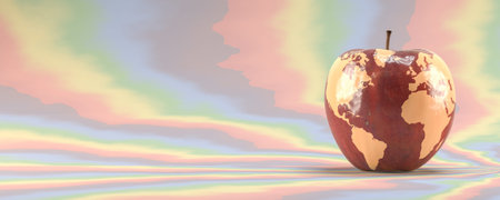 3d illustration, concept food, fruit, apple