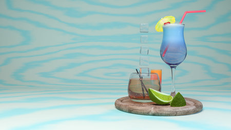 3d illustration, refreshing drink concept, cocktail