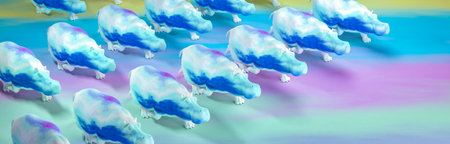 3d illustration, wild animals concept,hippopotamusの写真素材