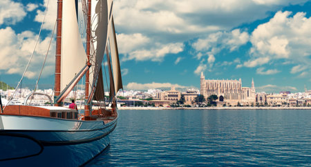 3d illustration, sailboat sailing in the sea