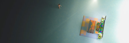 3d illustration, room decorated with different colors