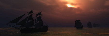 3d illustration, sailboat sailing in the sea