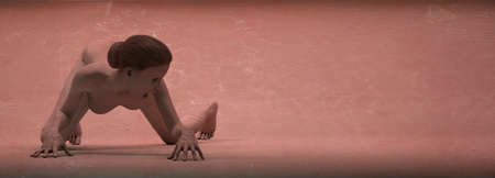 3d illustration, painted model posing in studioの写真素材