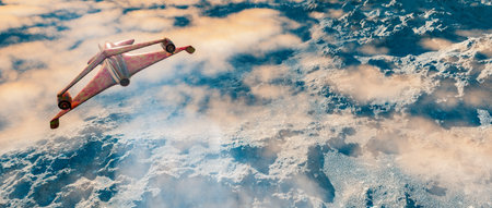 3d illustration of airplane prototype furrowing the sky