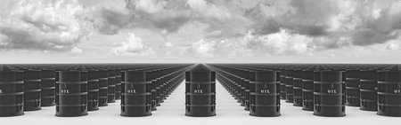 3d illustration of oil barrels, energy crisis concept