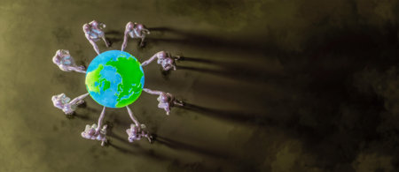 3d illustration of the concept of cooperating, union is strength