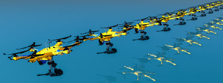 Skyward Squadron: Vibrantly Colored Drones Equipped for Aerial Observation