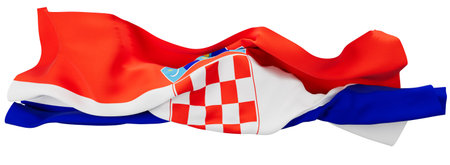Croatia flag waves proudly, showcasing the distinctive red and white checkerboard next to the...