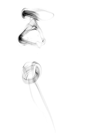 Abstract black smoke isolated on white backgroundの写真素材