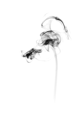 Abstract black smoke isolated on white backgroundの写真素材